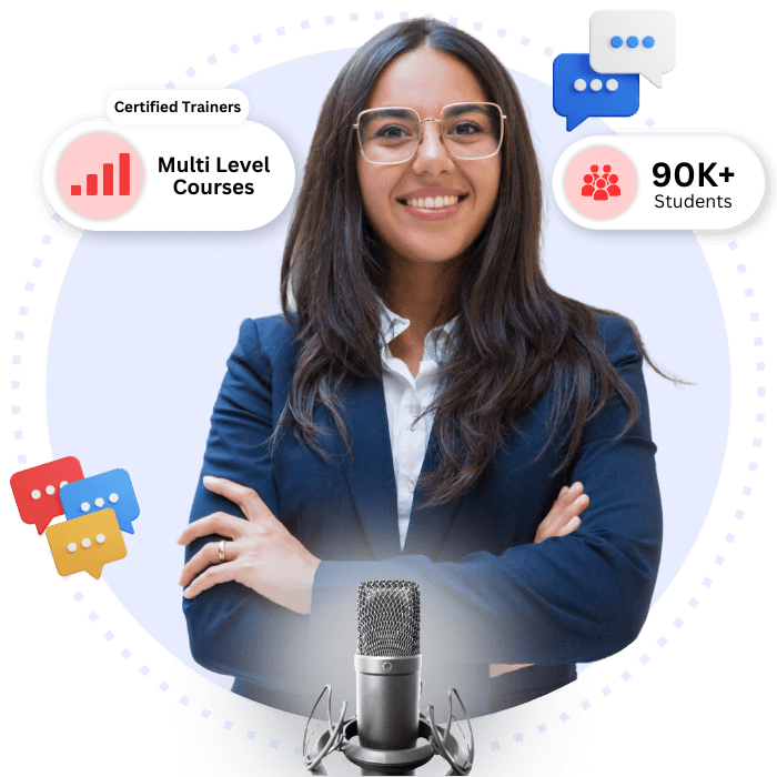 An NIL spoken English trainer presenting a live online class